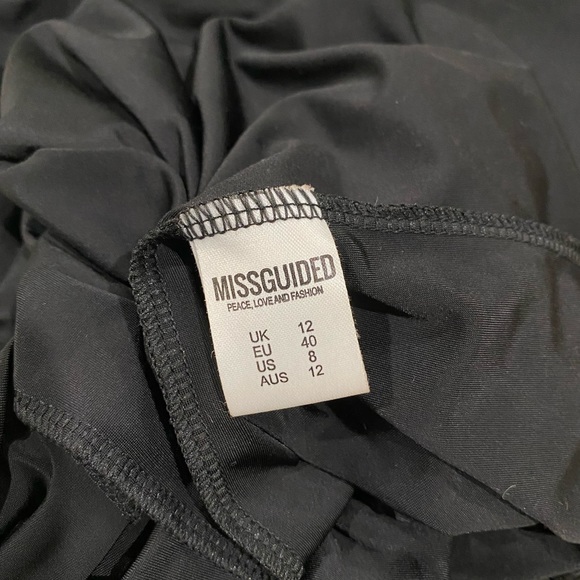 Misguided black side ruched asymmetrical midi dress L - Picture 9 of 9